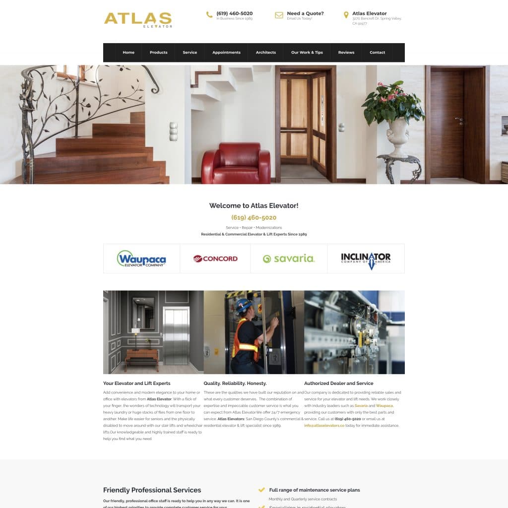 Atlas Elevators - Website Development, Brand Refresh